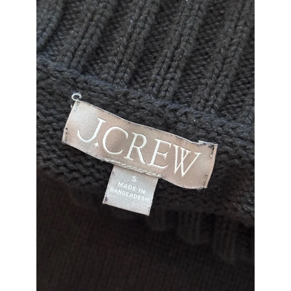 J.Crew Womens Mock Neck Cotton Knit Sweater Black Ribbed Trim Size S Long Sleeve - Picture 4 of 6